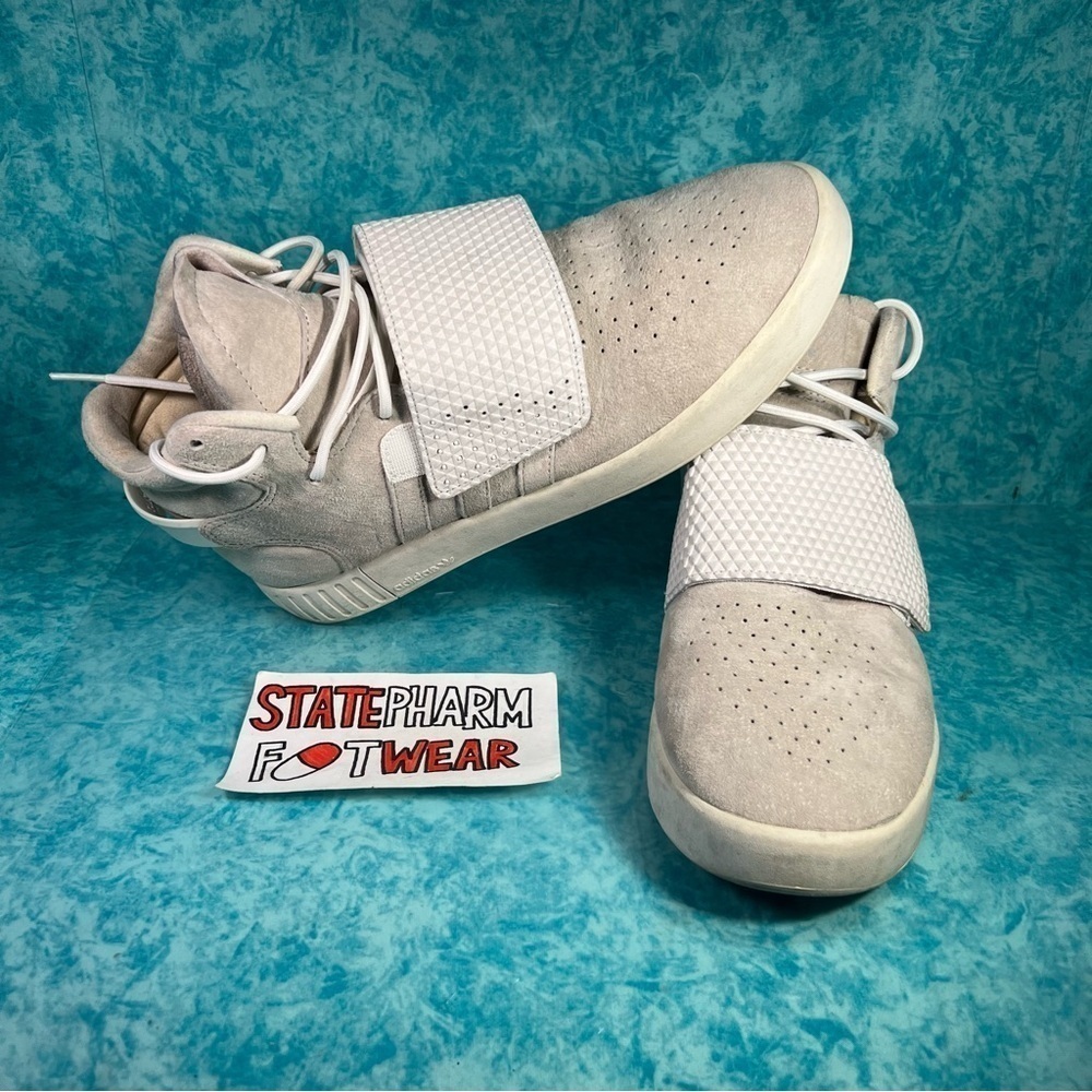 Adidas Tubular Invader Strap Men’s Beige Suede High Top Shoes Sneakers Size 10